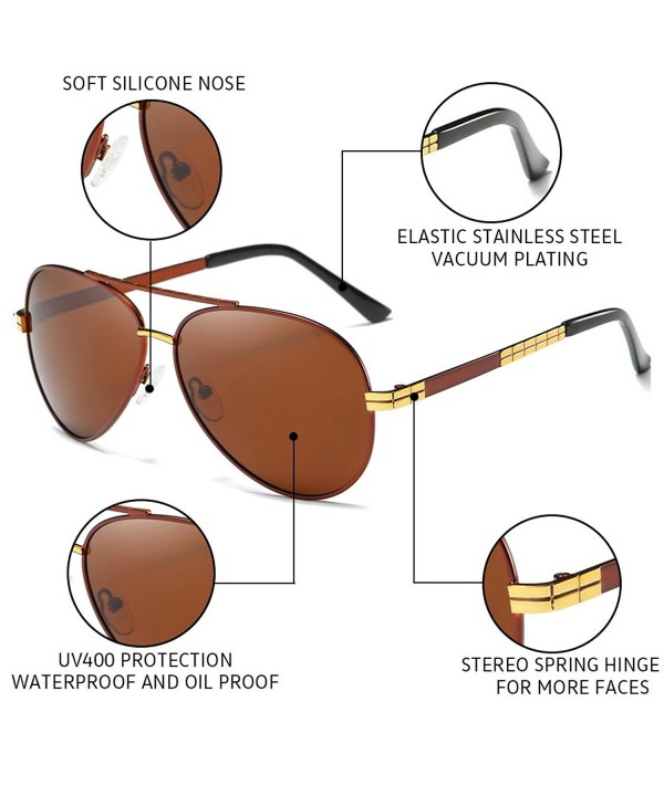 Aviator Polarized Driving Sunglasses For Men Unbreakable Brown Lens